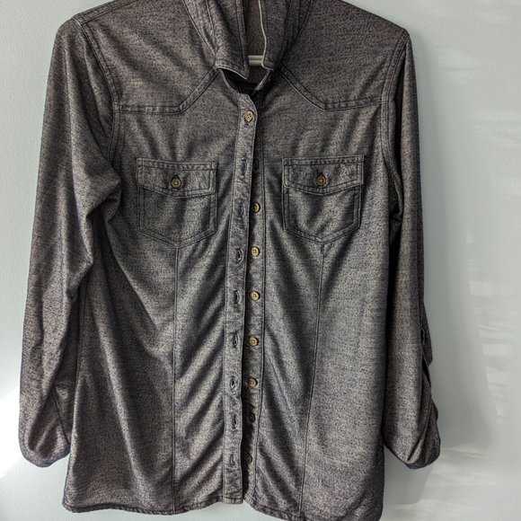 Suzy Shier Small Grey button up collared shirt - Picture 1 of 5
